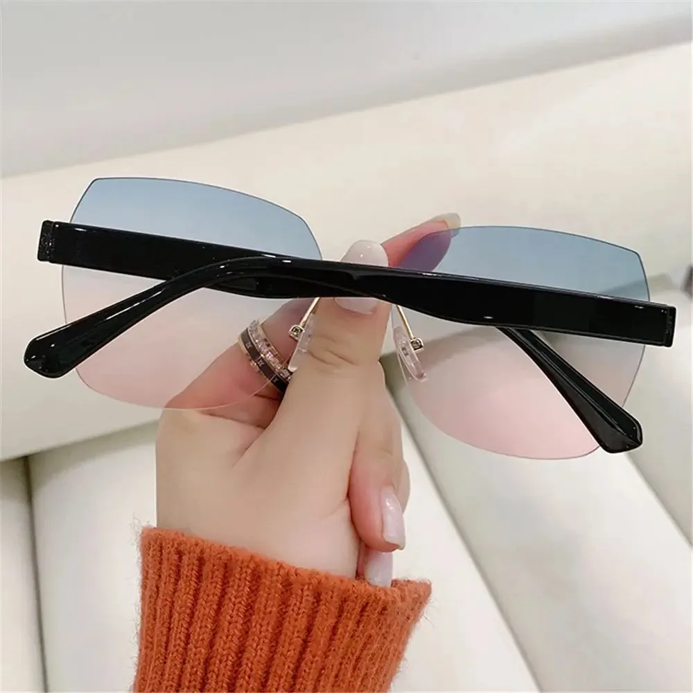 Vintage Rimless Sunglasses 2024 Women Gradient Sunglasses Summer Shades Fashion UV400 Frameless Sun Glasses Ladies Eyeglasses