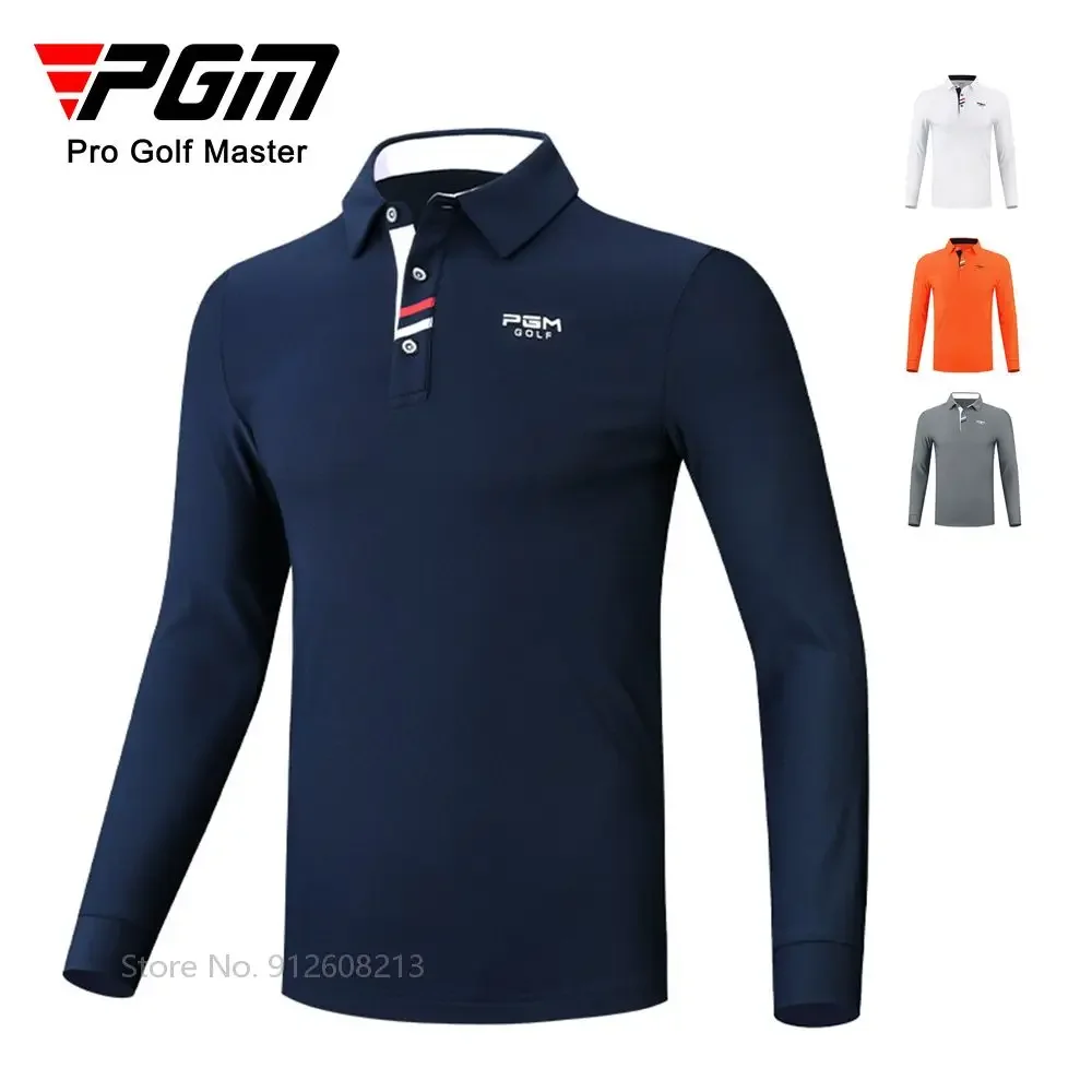 PGM Spring Autumn Male Golf Shirts Man Long Sleeve T Shirt Men Warm Stretch Sports Golf Tops Soft Casual Jerseys M-XXL