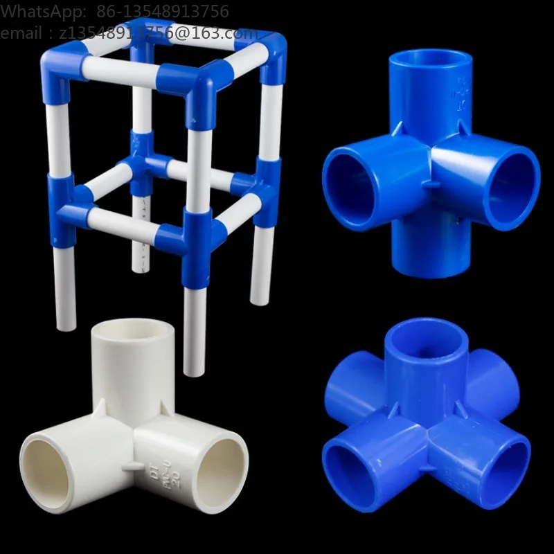 PVC 3D Tee Cross 5-way Pipe Fittings, 20-50mm Thick Plastic Connector for Fishing Tank & Shoe Rack Frame 50 Pieces Price