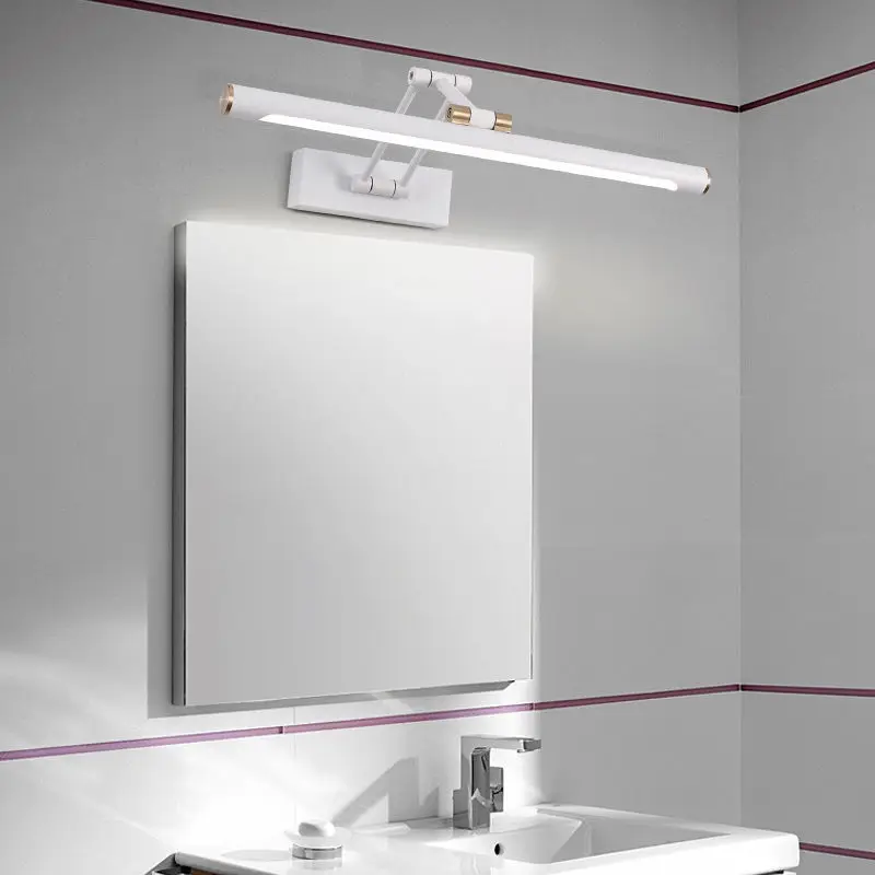 Folding Mirror Headlight LED Bathroom No Punching Mirror Cabinet Fill Lamp Hotel Telescopic Anti-Fog Makeup Mirror Headlight