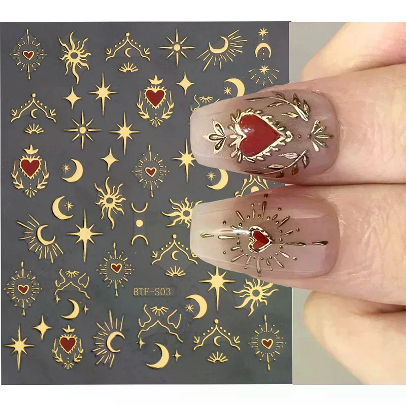 3D Heart Stickers For Nails Valentines Day Decorations Butterfly Manicure Decals