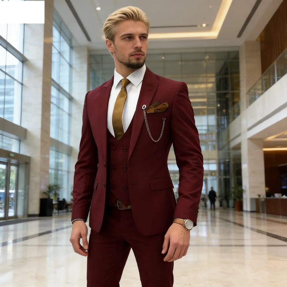 

Formal Monochromatic Wedding Tuxedos for Men Bachelor Party Graduation Celebration Snoking Outfit Men's Clothing Set