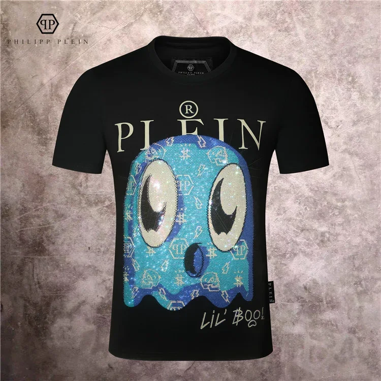 Philipp Plein Classic Men's and Women's Crewneck T-shirts Classic Diamond Cutout Skull Fashion Cotton Short-sleeved Tops