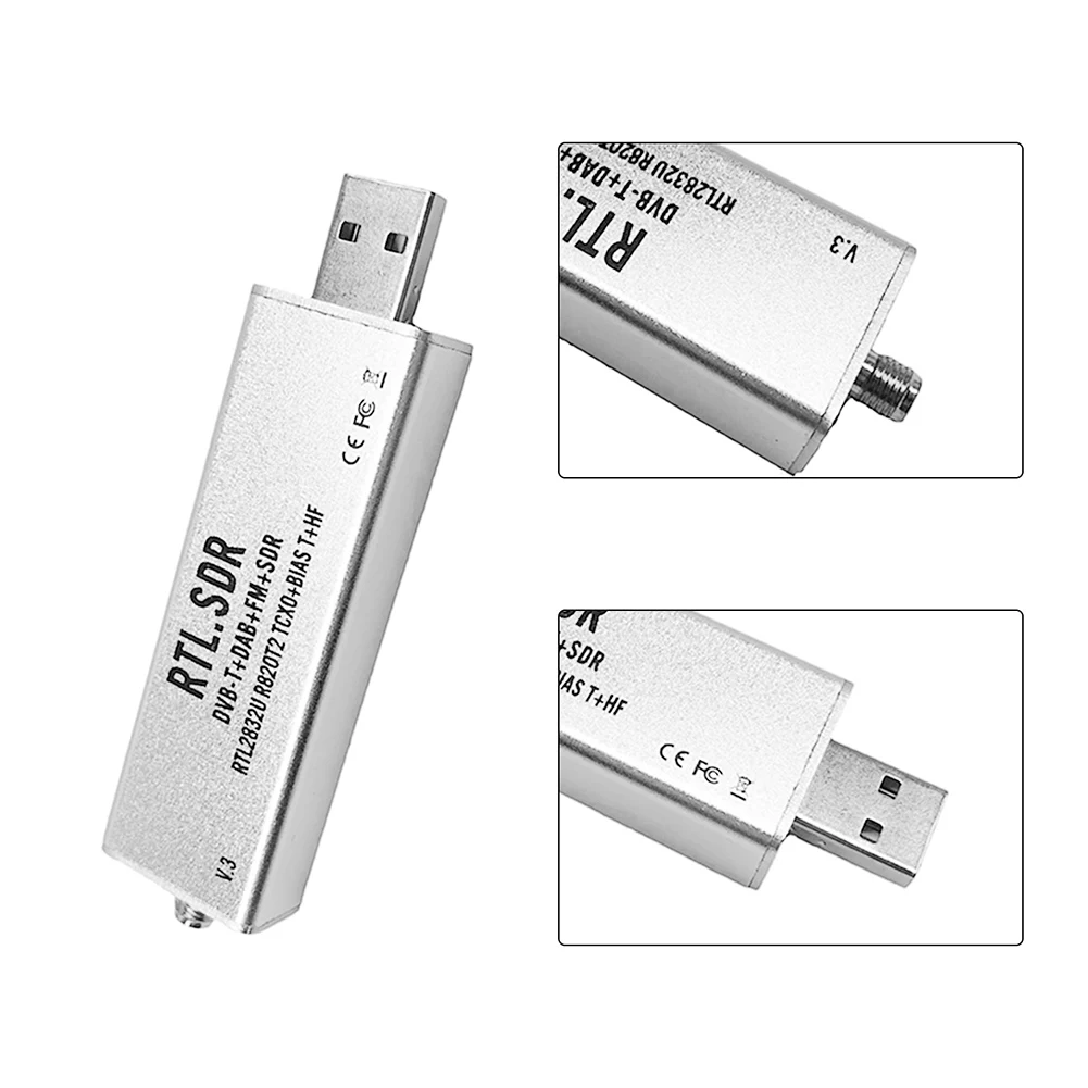 استقبال RTLSDR TCXO تعويض درجة الحرارة كامل النطاقات استقبال البرمجيات ADSB 24MHz-1766MHz R820T2 RTL2832U رقاقة