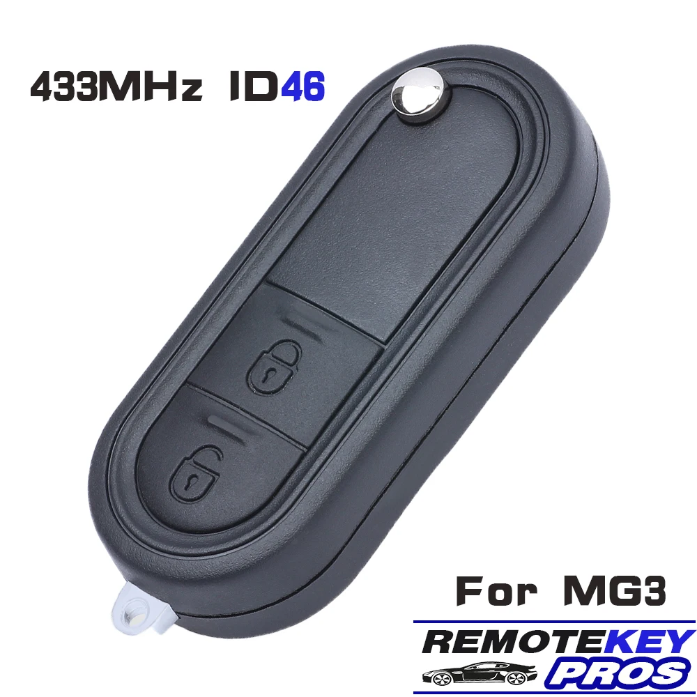 DIYKEY 433MHz ID46 Chip for MG 3 Flip Remote Control Car Key 2 Button Fob Transmitter