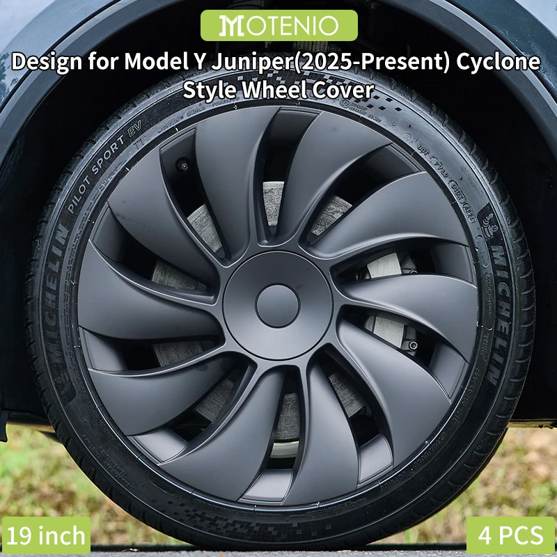 4pcs for New Model Y 2025-2026 Juniper 19 Inch Smooth Turbine Style Hubcaps Rim Cover Accessories Hubcaps Car Wheel Covers
