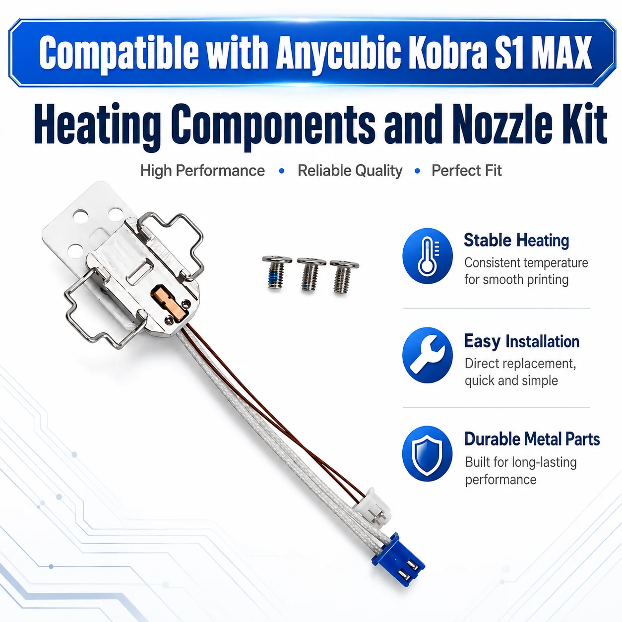 Anycubic Kobra S1 MAX Heizkomponenten Düsen-Kit Hotend Heizeinheit 3D-Drucker Ersatzteile