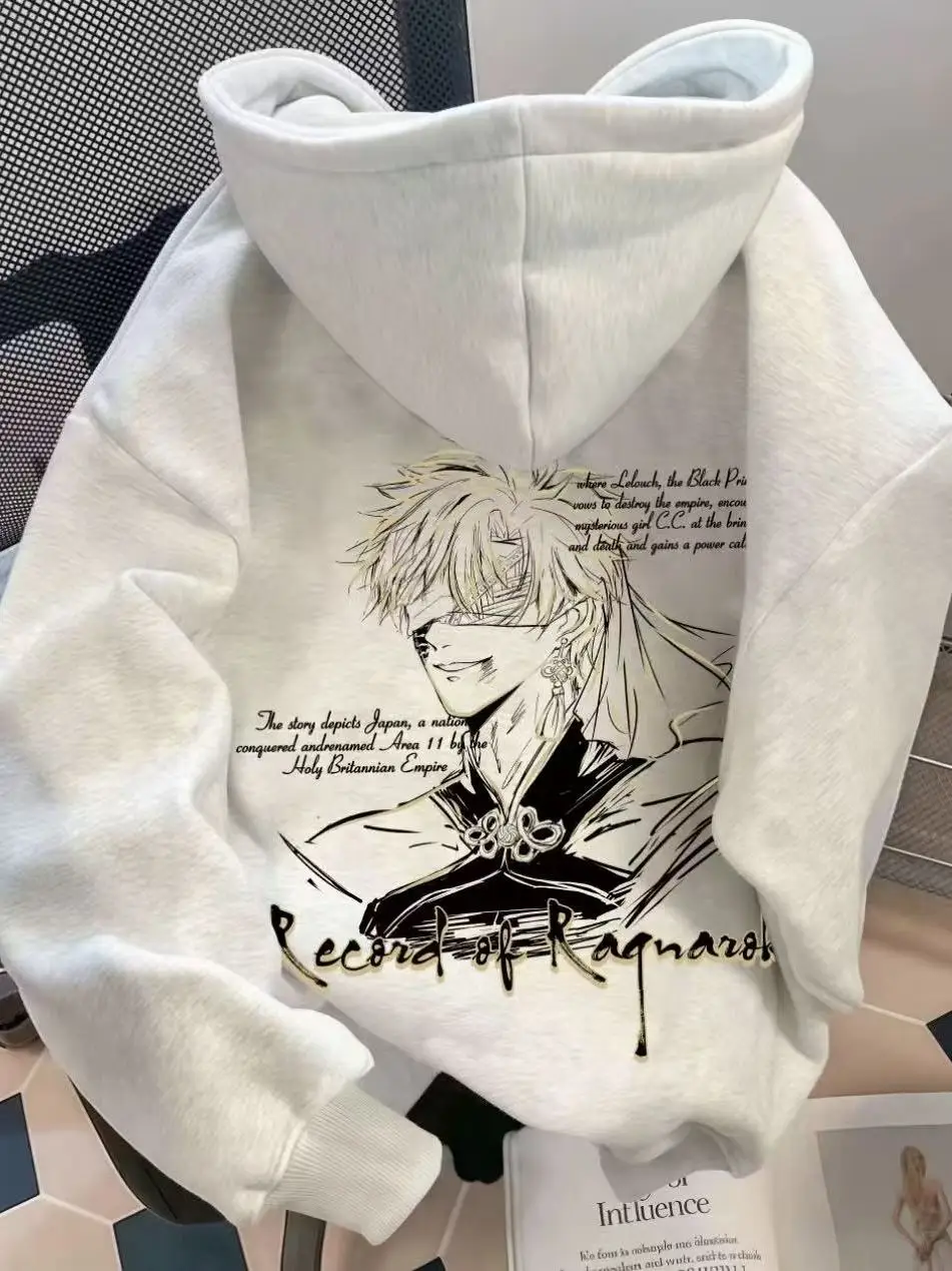 Suda con Capucha de Anime Estampada Kling Emperor, uesa, Forrada de Felpa, Informal, Hoada, para Estudiantes, con Tra...
