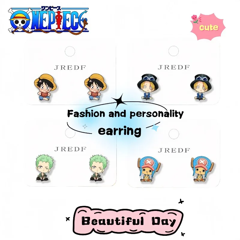 قطعة واحدة لوفي زورو أقراط لطيف الكرتون شخصية الإبداعية موضة غير مثقوب 925 الفضة إبرة أقراط هدية عيد ميلاد #1