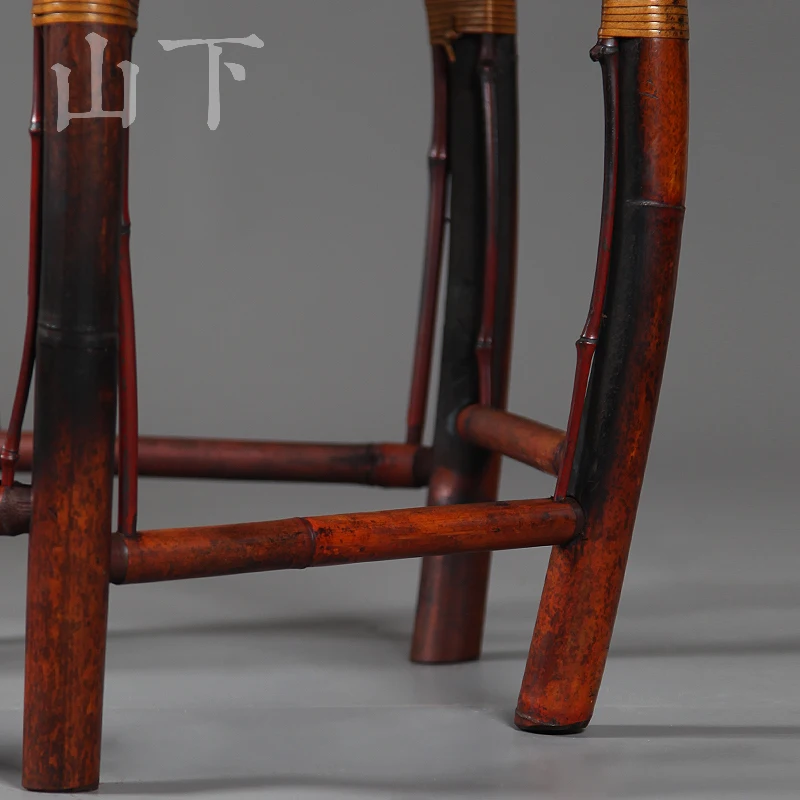 Bamboo table and chair combination retro small coffee table side  Chinese balcony bay window  bamboo tea