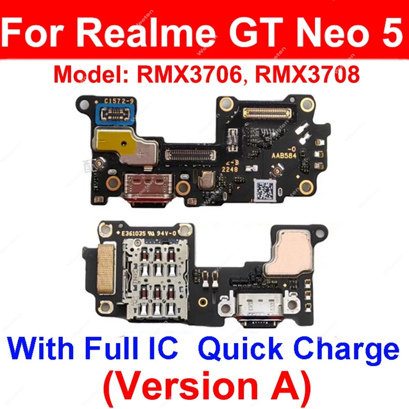 For Realme GT Neo5 Neo 5 USB Charging Dock Board USB Charger Board Felx Cable Connector Parts