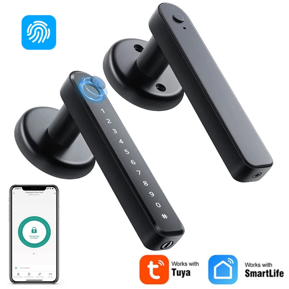 

Tuya Smart Fingerprint Door Lock Bluetooth Digital Electronic House Security Protection Door Knob Password Keyless APP Unlock