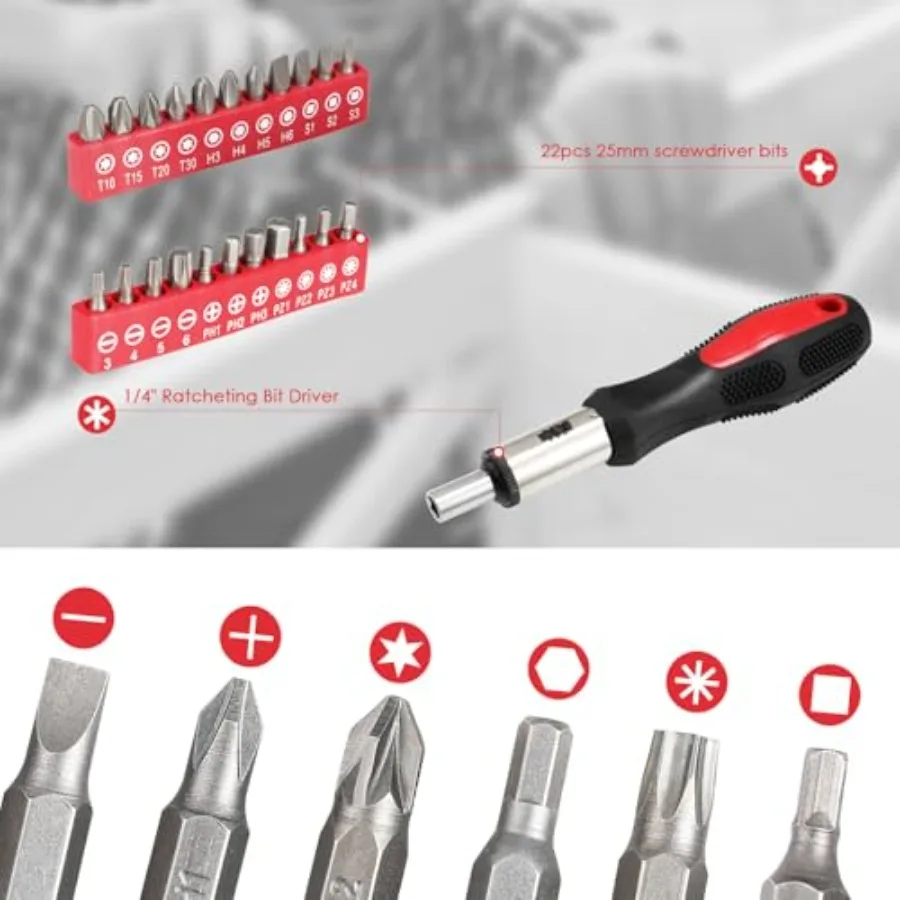 147 Pieces Tool Set for Home Car Dorm Garage Comprehensive Hand Tool Kit with Storage Box Featuring Screwdrivers Adjustable Wre