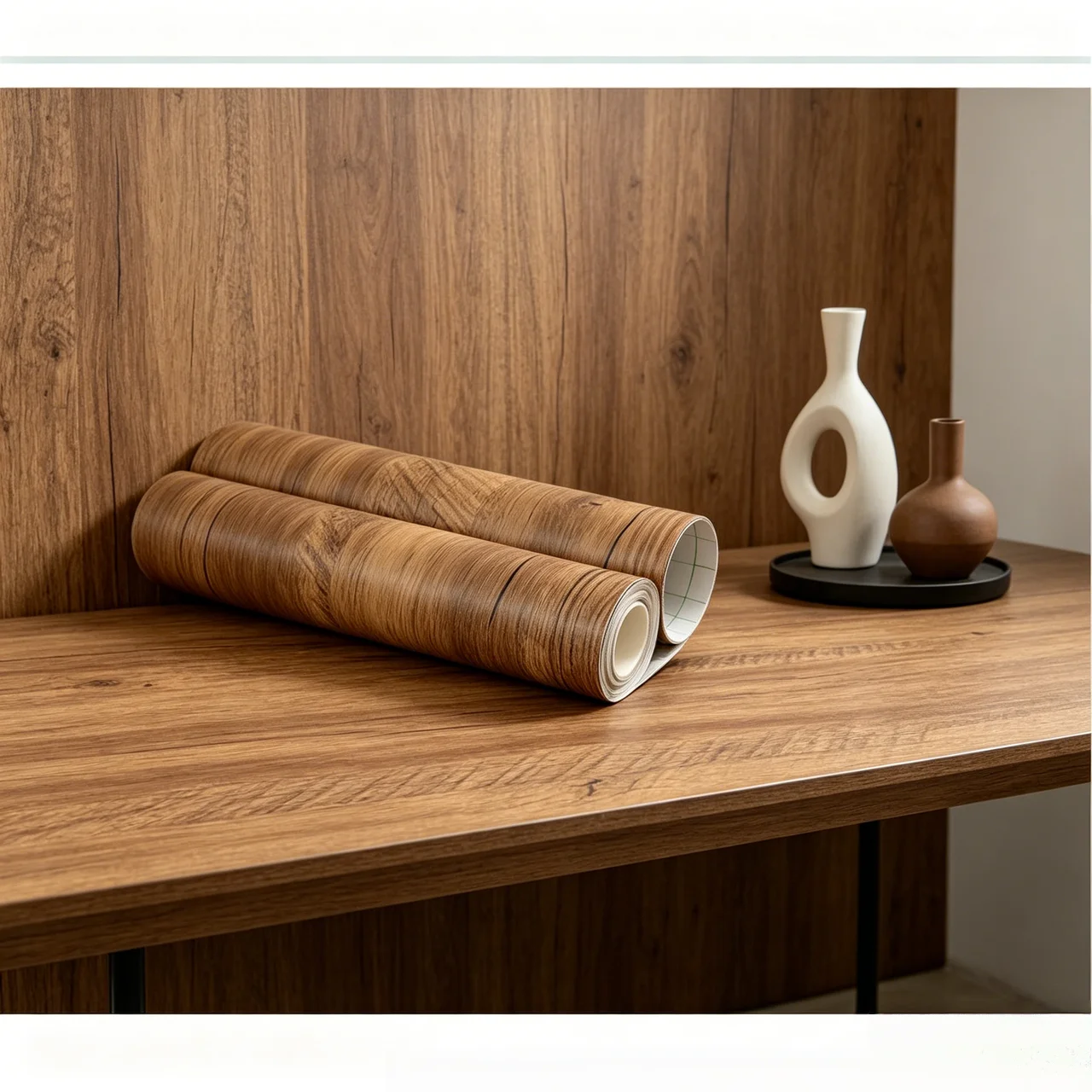 

1 Roll PVC Wood Grain Contact Paper Oil-Proof Peel and Stick Wallpaper for Kitchen Countertop Cabinet Furniture Table Renovation