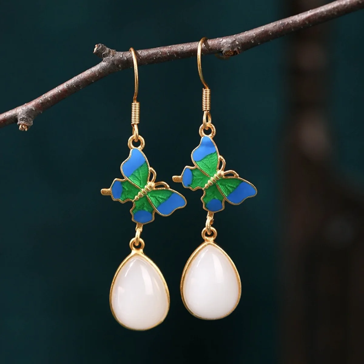 Ethnic Chinese Butterfly Earrings for Women Hollow Design Ancient Palace Style Enamel Luxury Jewelry Creative Long Tassel Gifts image 5