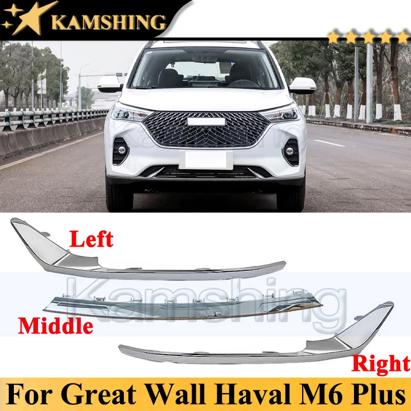 

Kamshing Chrome Front Bumper Bright Strip For Great Wall Haval M6 Plus 2021-2024 Front Bumper Grille Trim Decorative Strip