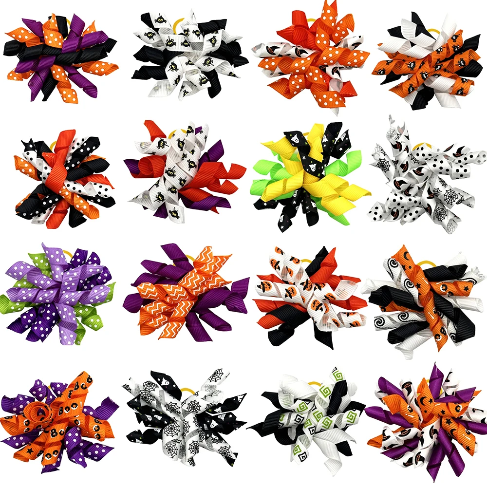 Wholesale  Halloween Accessories Pet Dog Hair Bows with Rubber Bands Dog Grooming Bows Pet Supplies Small Dog Yorkshire Bows