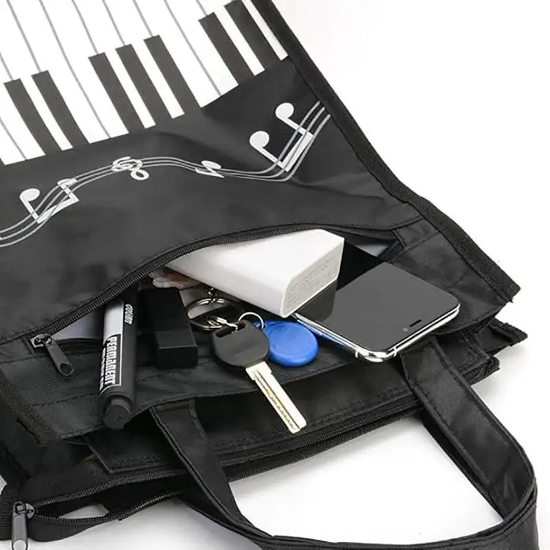 1PC Gift Durable Piano Keys Handbag Colorful Creative Grocery Storage Bag Sturdy Single Shoulder Shopping Bag Music Lovers
