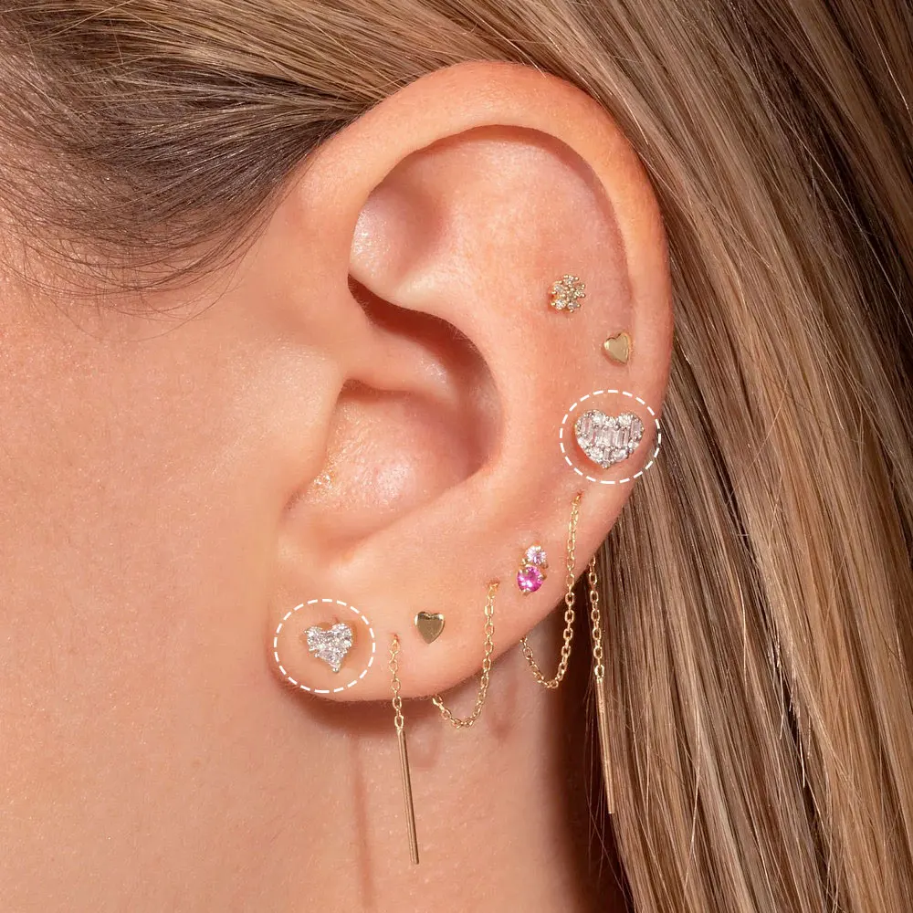 Cute Love Heart Tragus Helix Piercing Ear Stud Earring Women\'s Y2k Ear Accessories Snug Lobe Piercing Stainless Steel Jewelry