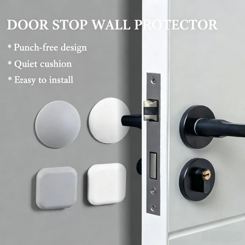 Anti-Smash Wall Silicone Door Stop Bumper, Punch-Free Self-Adhesive Buffer Pad for Door Handle Refrigerator Cabinet Home Protect