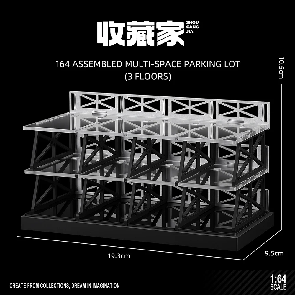 Kicarmod 1/64 Parkeergarage Bouwpakket – 5- & 3-laags Montagescène, Perfecte Diorama Presentatie voor Autocollectie (Zonder Auto's)