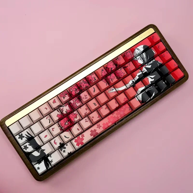 DIY Sakura Raven Keycaps Shine Raven Sakura Japanese Anime Keycaps Pbt Doubleshot Cherry Pc Gamer Creative Keyboards Accessories