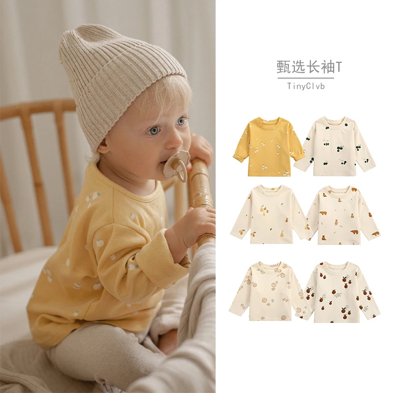 

Jenny&Dave Nordic soft cotton baby cotton thickened autumn and winter bottom long-sleeved T-shirt baby warm top for boys and gir