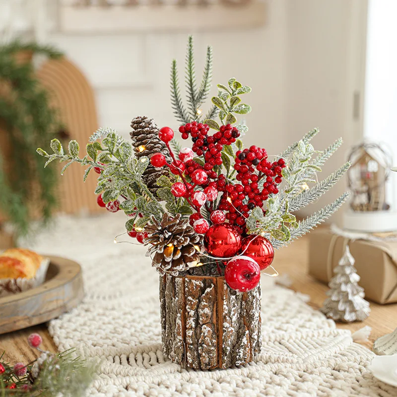 Decoração de natal pequena árvore de natal com luzes mesa mini árvore de natal com enfeites de natal para decorações de casa de escritório