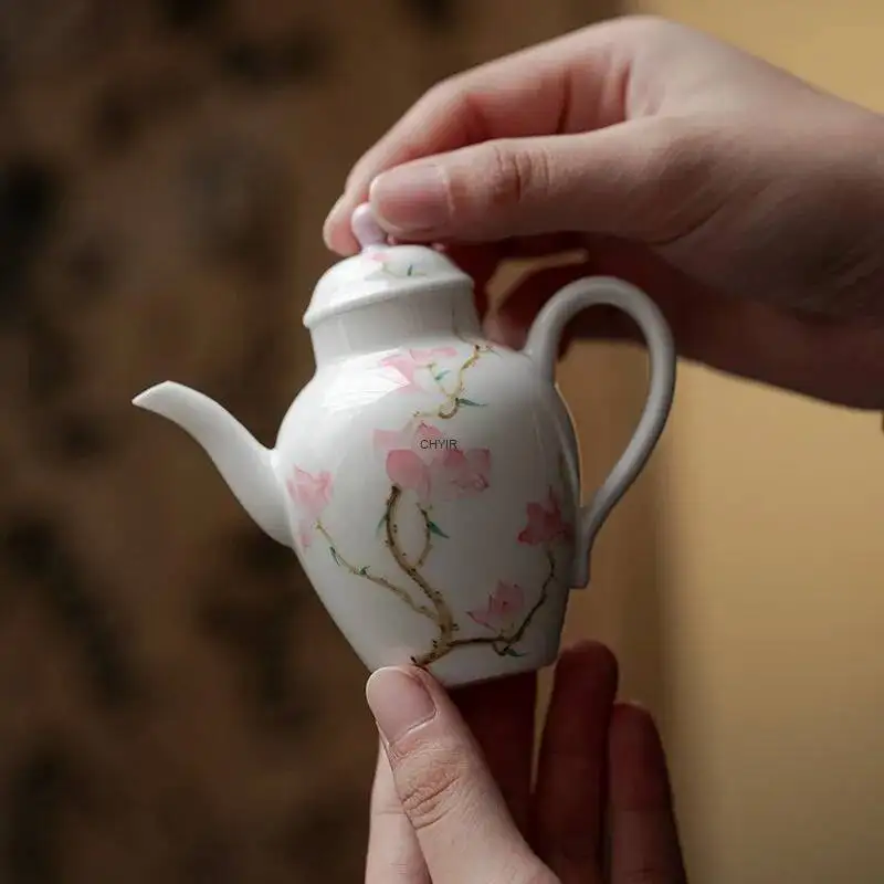 

Ручной нарисованный нефритовый чайник с орхидеей, керамический маленький горшок с фильтром, бытовой одинарный чайник, китайский чайный сервиз кунг-фу, ручной горшок