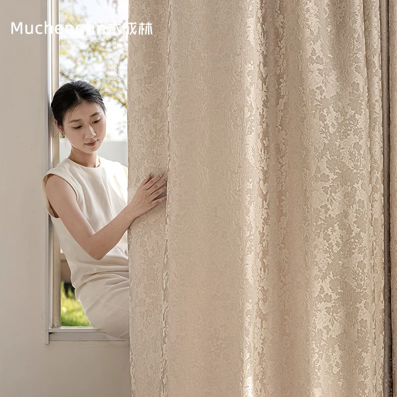 

Роскошный стиль, очаровательная яркая жаккардовая ткань, шторы для гостиной, спальни, высокоточные ткани Nanfa Manye, 6 цветов