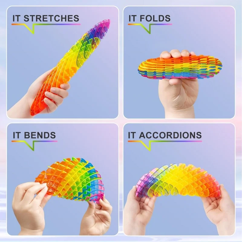 Fidget Worm Toy Flexible 3D Sensory Slug Figgy Toy pour Enfants Adultes Soulagement de l'anxiété, Focus - Pour jouer, école, cadeaux de travail