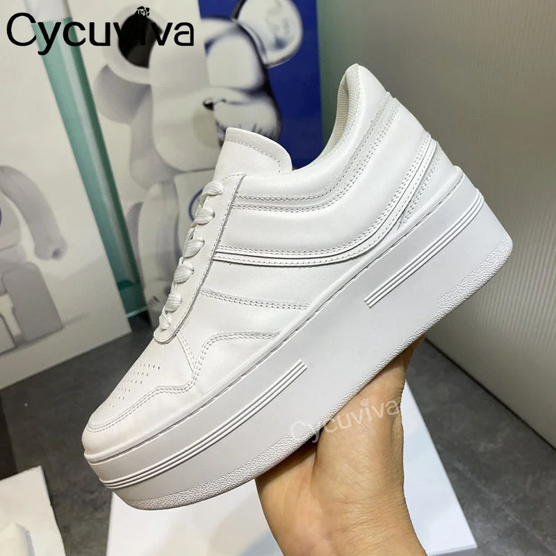 

Designer White Platform Shoes Women Sneakers Thick Sole High Top Leather Casual Flats Brand Running Walking Shoes For Women