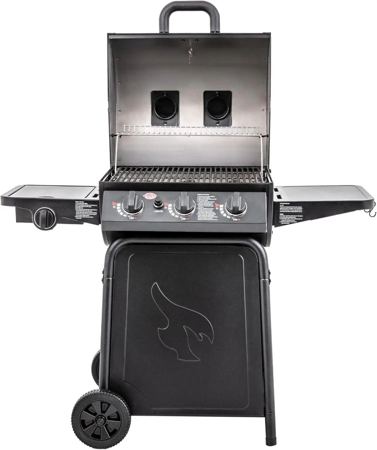 Grillin' Pro 3-Burner Propane Gas Grill in Black with 40,800 BTU, Cast Iron Grates and Warming Racks, 630 Cooking Square Inches