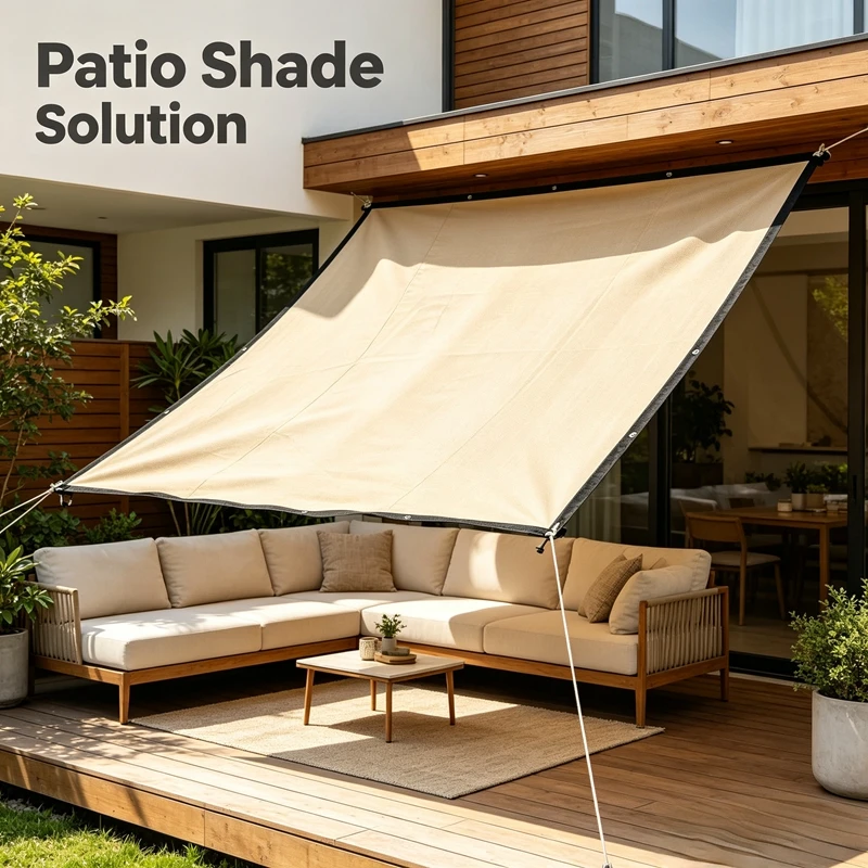 Beige Soft Sun Shade Net  – Airy Shade Canopy for Patio Lounges Balcony Green Zones And Outdoor Reading