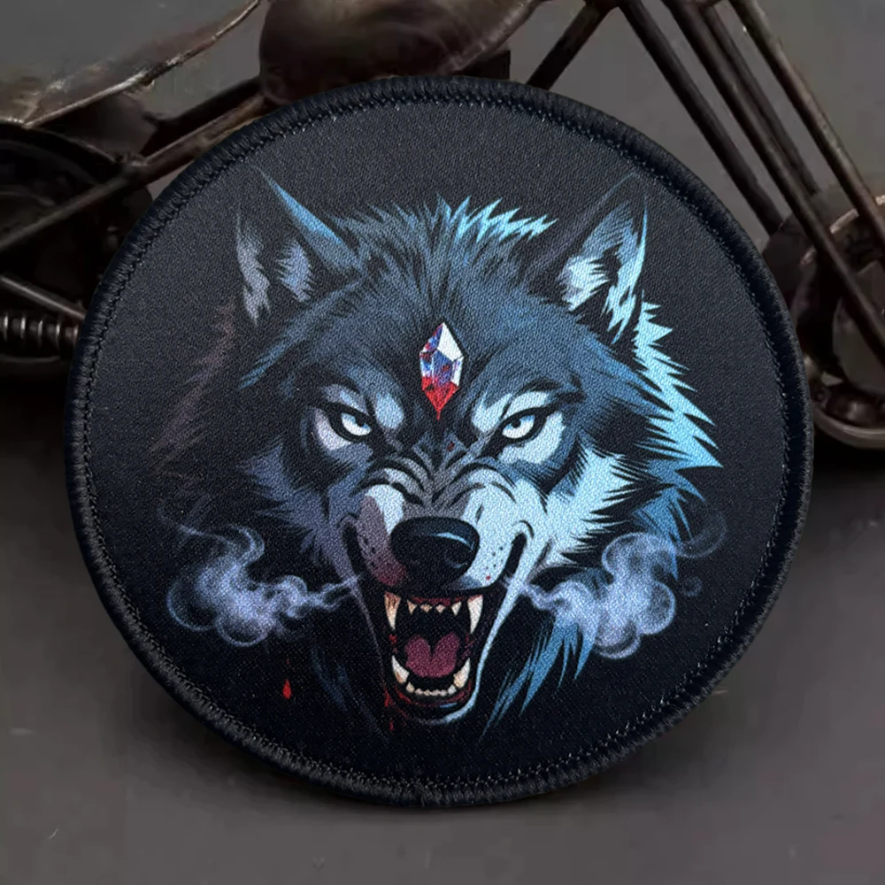 Parche táctico cabeza de lobo con gancho y bucle para mochila - imagen 4