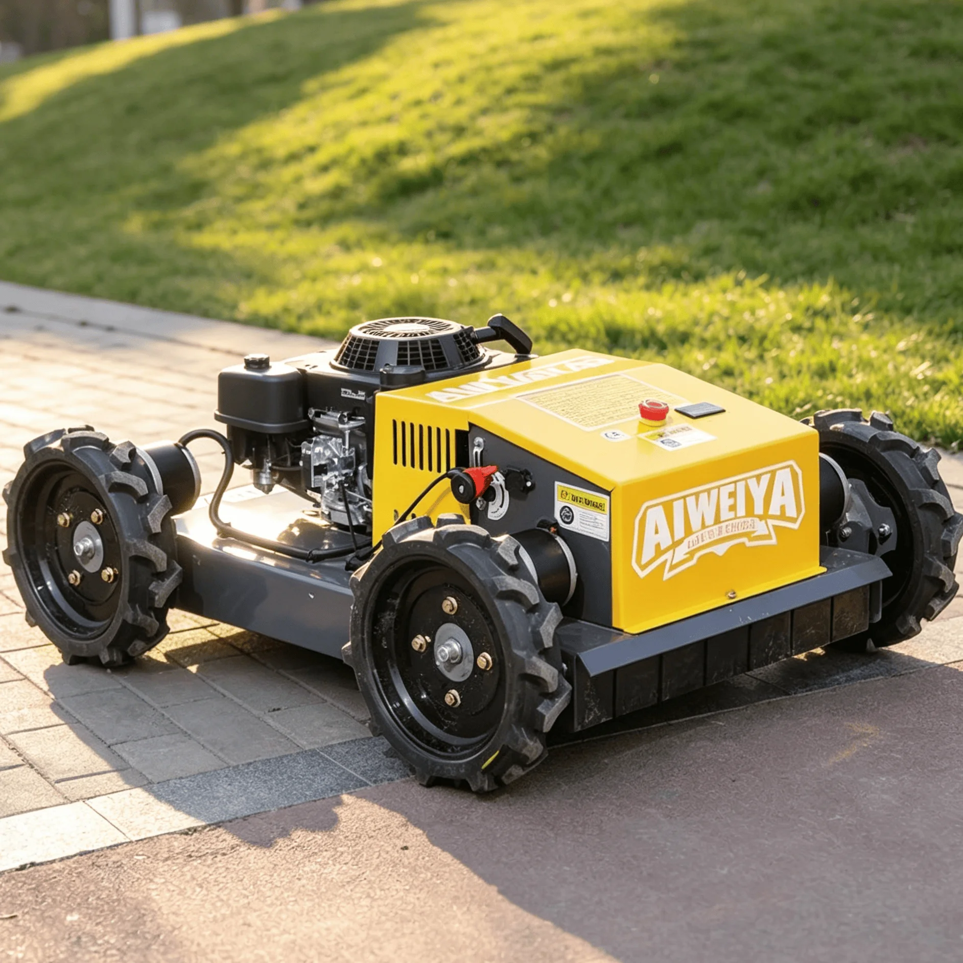 

Customized villa home dedicated remote control lawn mower robot flexible height adjustment for irregular terrain courtyard slope