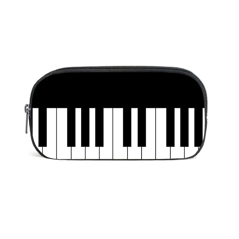 elegant musical note piano keyboard graphic print pencil case large capacity pencil bag stationery bag for school and office