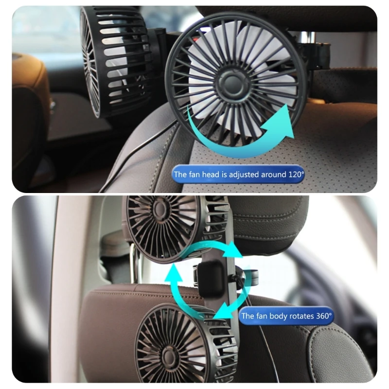 USB Cooling Car Fan for Truck Vehicle Home Outdoor Desktop Universal Fans 360° Rotatable Dual- Fan Car Cooling Drop Shipping