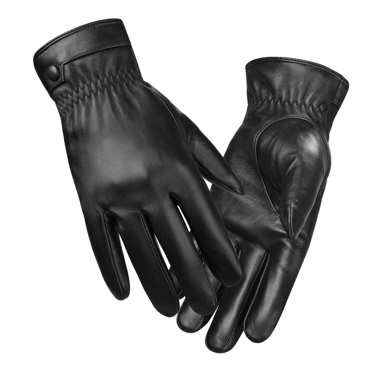 BISON DENIMถุงมือหนังสัมผัสหน้าจอถุงมือสำหรับชายฤดูหนาวWarm Mittens Full Finger Handschuhe Plusกำมะหยี่s019