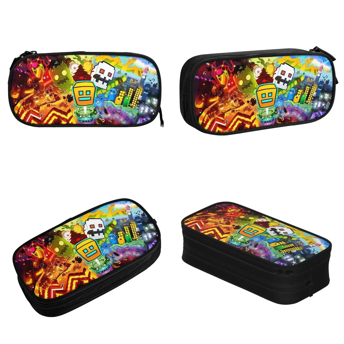 Game Geometry Dash Pencil Cases Fashion Geometric Dash Pen Bags Kids Big Capacity School Supplies Cosmetic Pencilcases