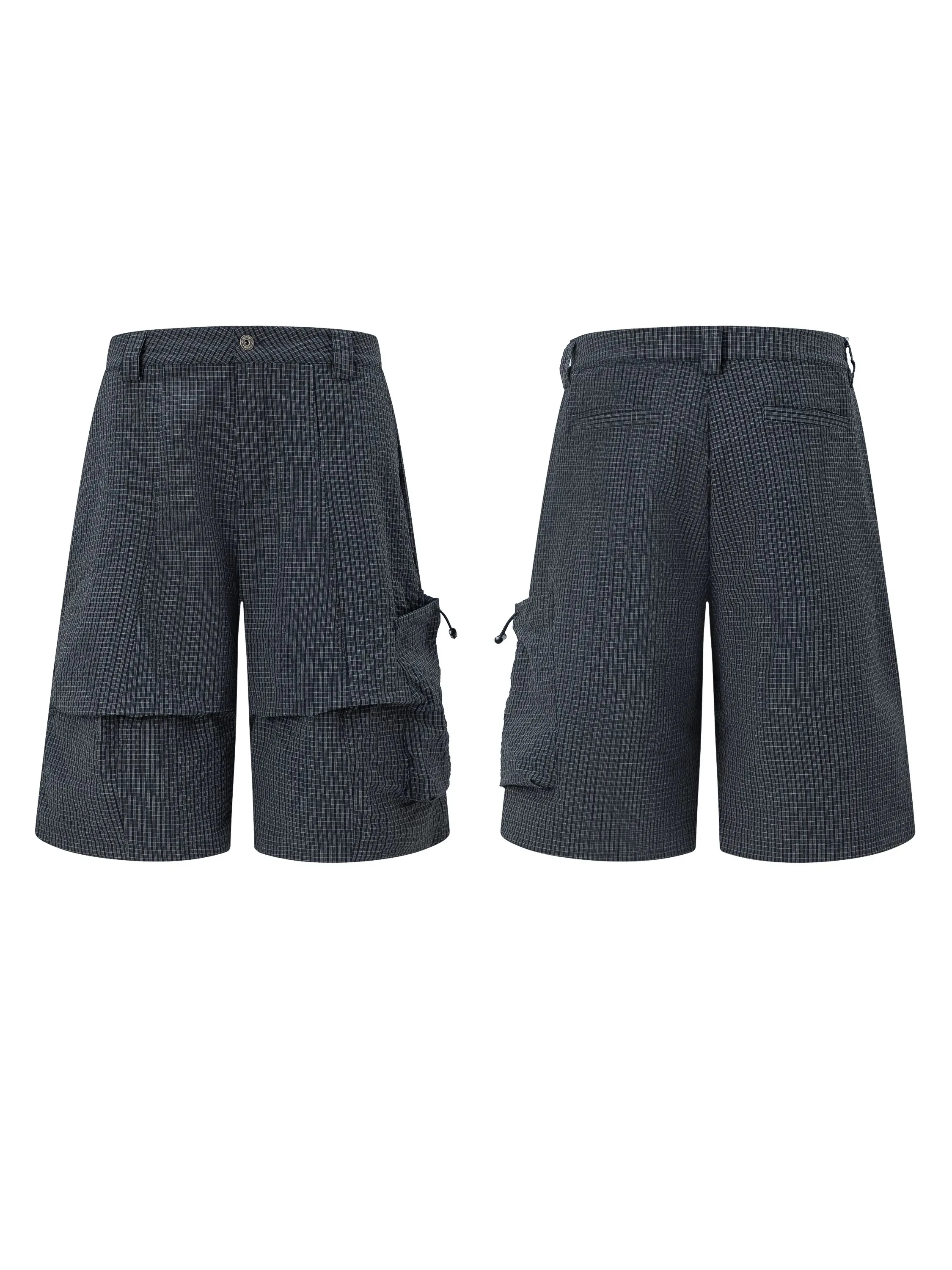 

Cloud Blade Seven-Foot Pants Bubble Texture Casual Loose Wide Leg ort orts ex Summer Season mid Waist Belt