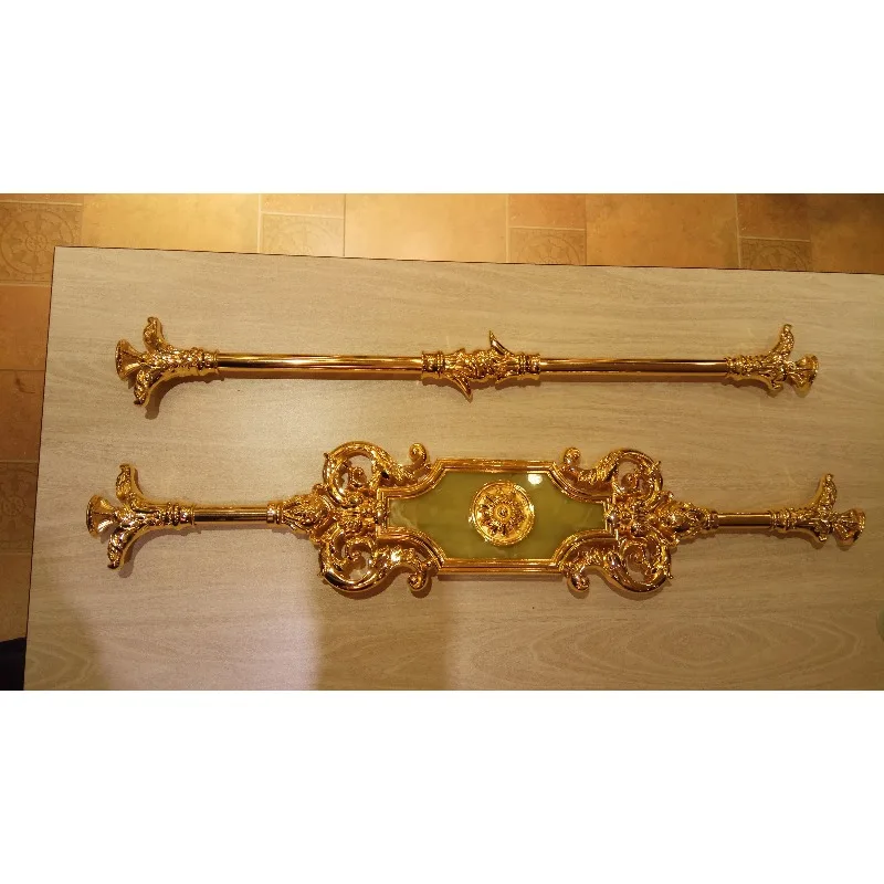 High-end luxurious design of yellow brass with jade inlay and golden decorative railings for the villa