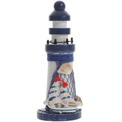 Wooden Lighthouse Decor Nautical Lighthouse Figurine Ocean Rustic Lighted Tower Sea Beach Themed Statue