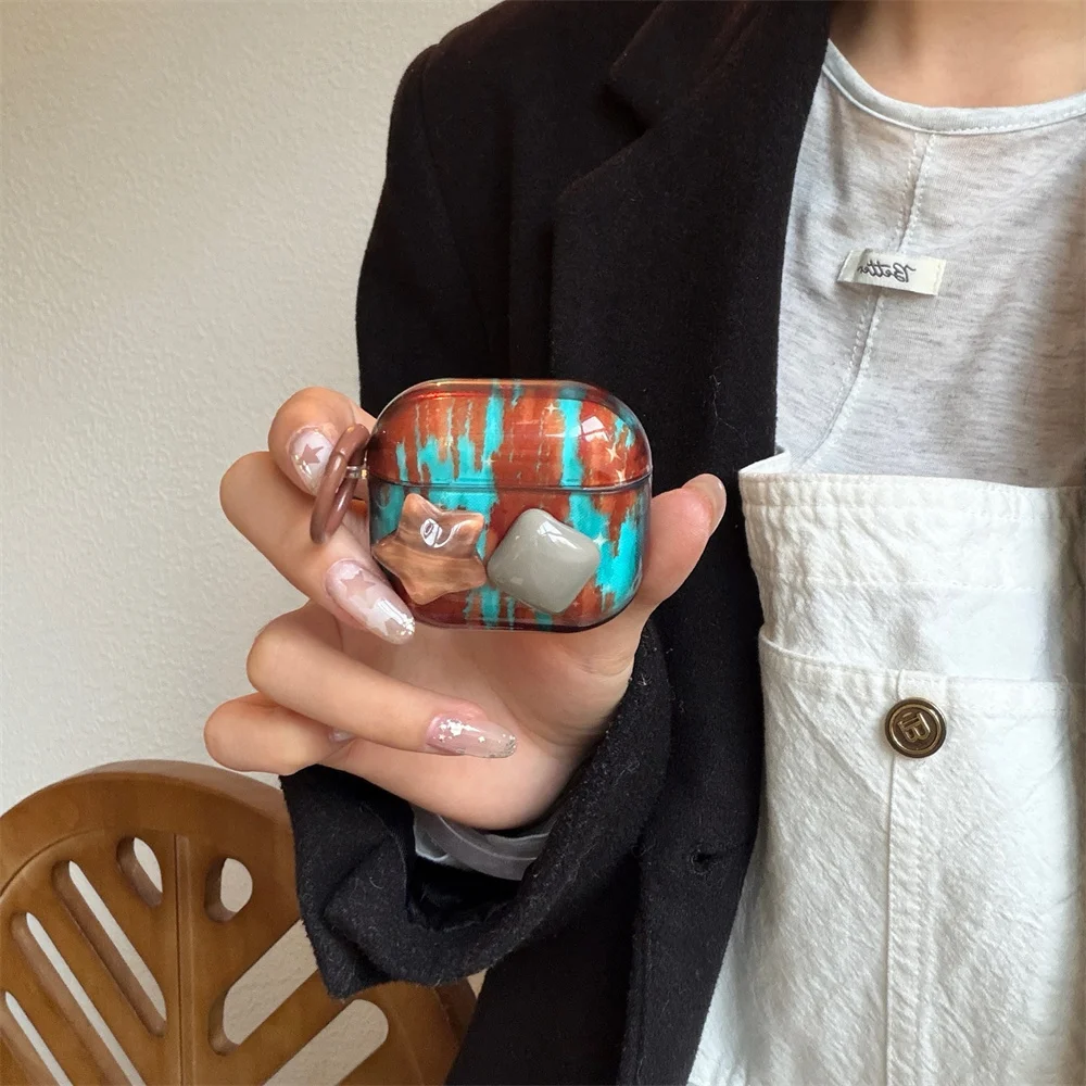 

Stylish Irregular 3D Star Headphone Case Protective Cover for Apple Airpods 4 3 2 Cover Pro 3 Pro2 Headphone Charging Box Cases