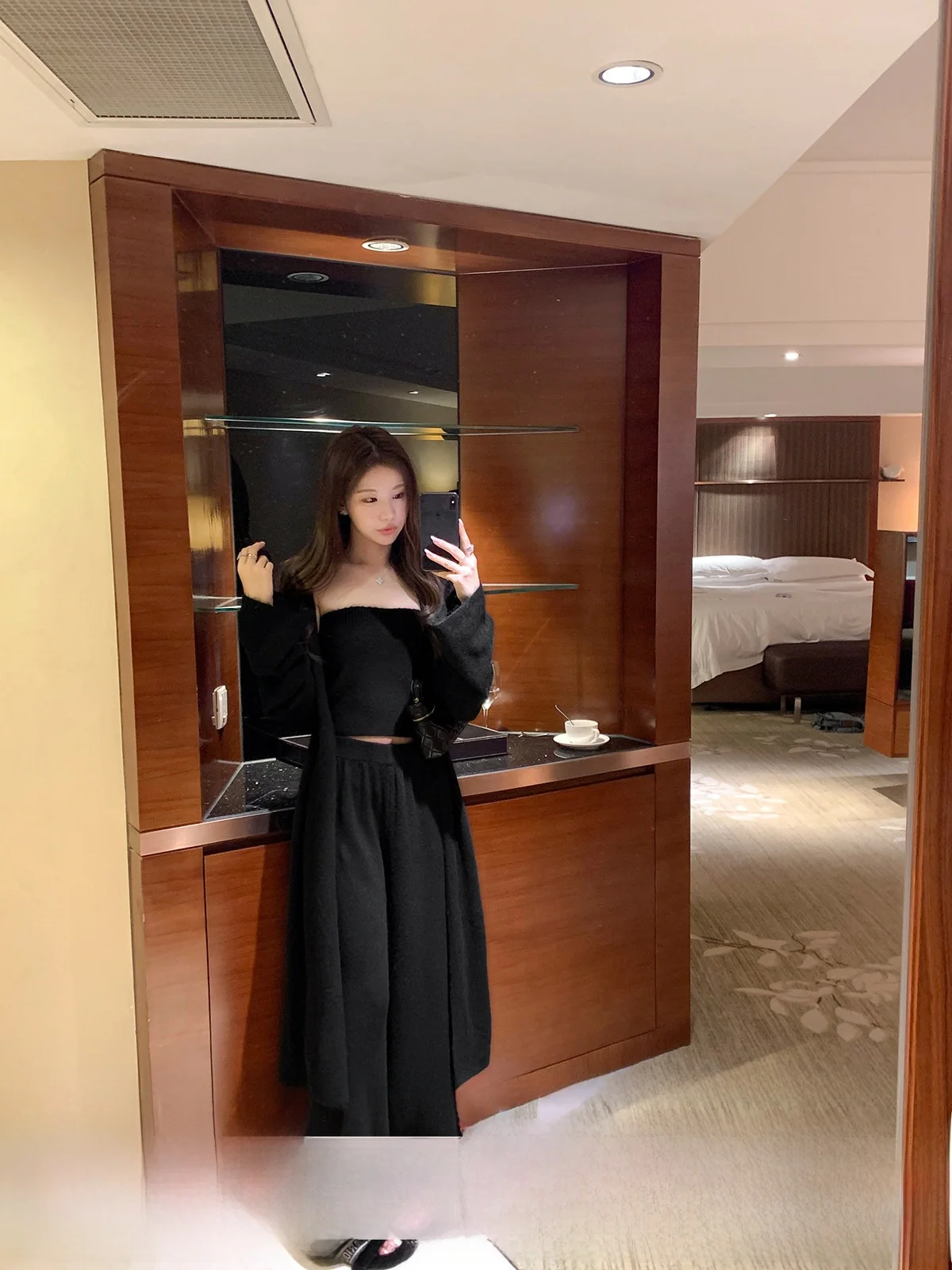 

Yoyozhang Parisian Sle Long Bla Knitted Sweater Women's Loose Fit Open Cardigan Coat Winter Comfortable Casual Outerwear