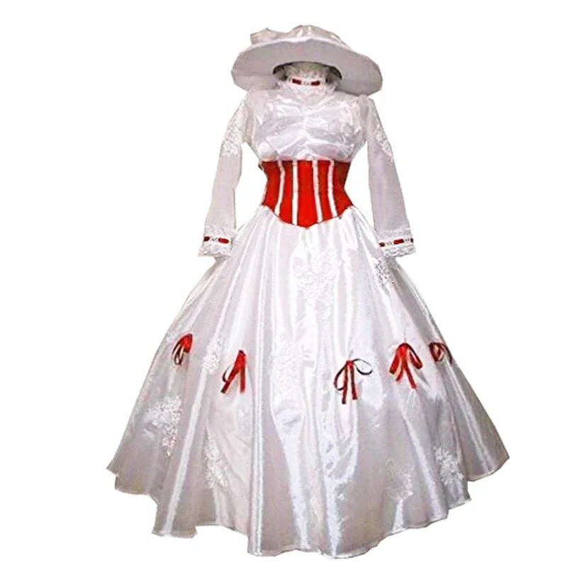 Mary Poppins Costume Adult Size dress with hat cosplay costume