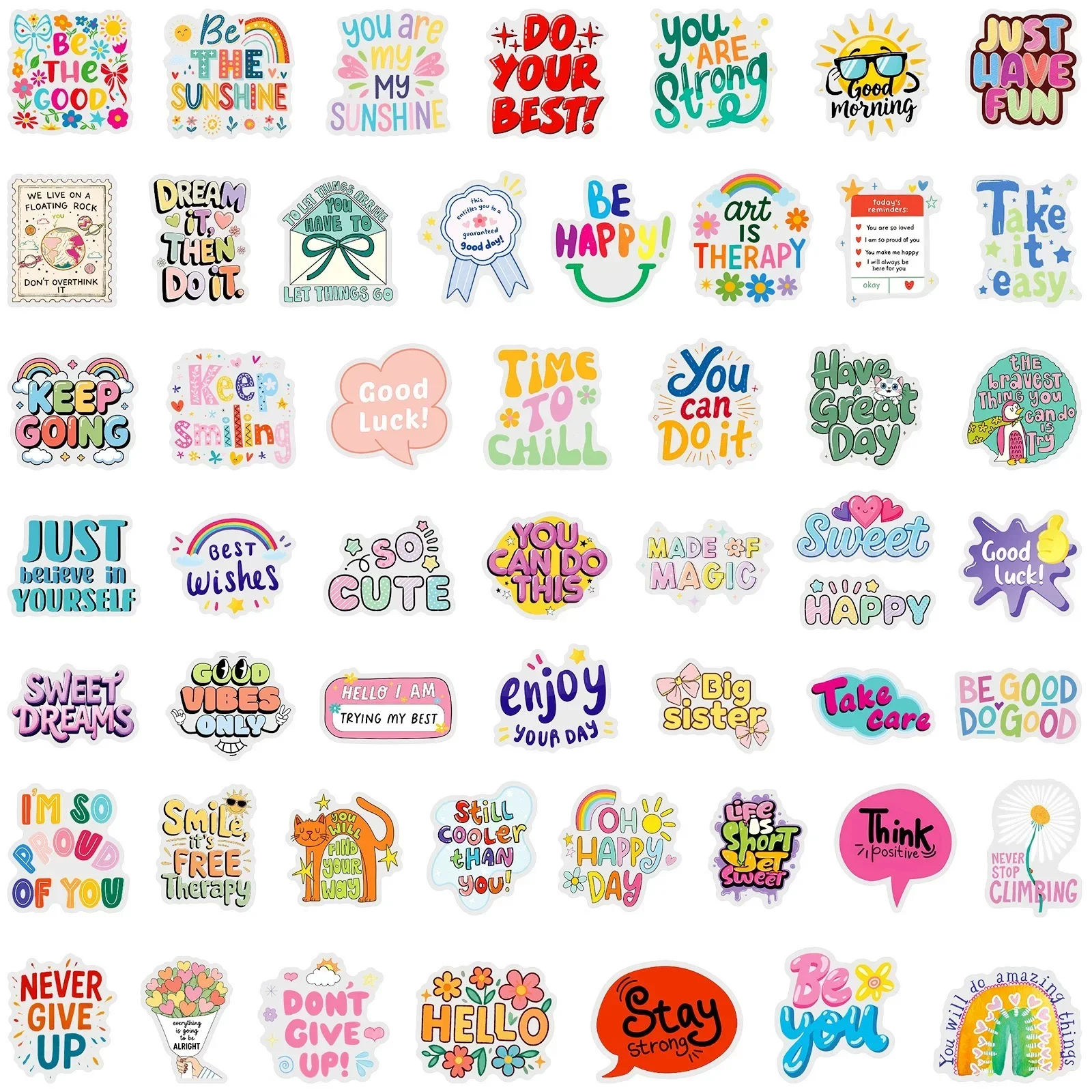 50 Stück Lustige Bunte Transparente Motivierende Wort-Aufkleber Ins-Sticker DIY Handyhüllen Laptop Koffer Geschenk-Aufkleber – Detail 7