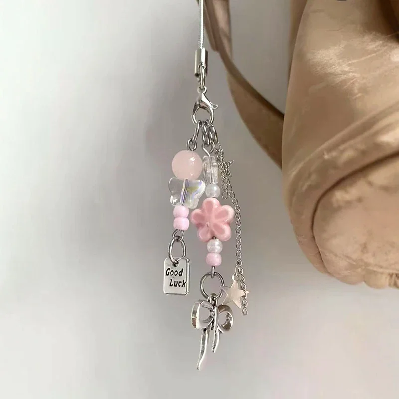 Y2K Delicate Bow Star Heart Keychain Bag Charm Creative Ins Camera Phone Lanyard Bag Decoration Kpop Accessories Gift