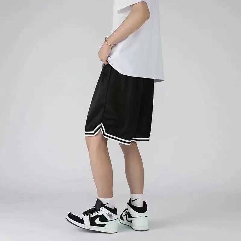 

Летние шорты из ледяного шелка, мужские баскетбольные брюки, тонкие, дышащие, быстросохнущие брюки с пентаграммой, свободные повседневные брюки