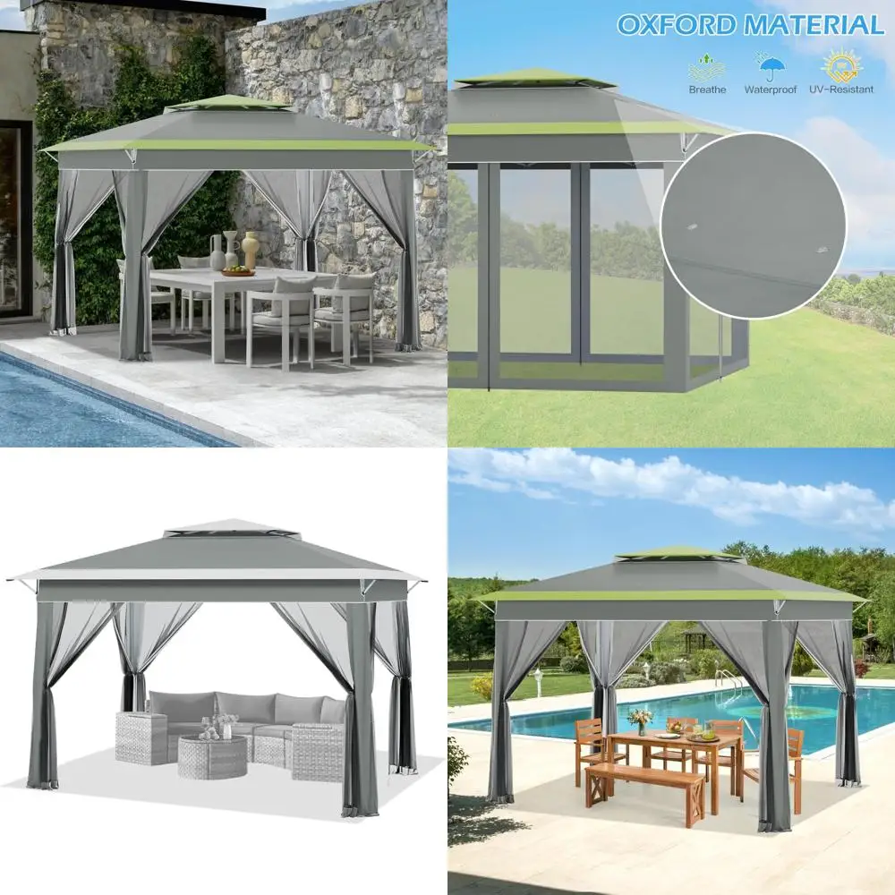 

Waterproof Instant Pop Up Canopy Tent with Mosquito Netting, 11 Feet, Portable Shelter Gazebo, Clearing Sale, Includes Carrying